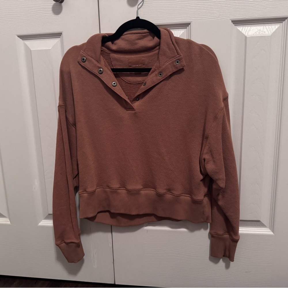 American Eagle Brown Knit Cropped Pullover